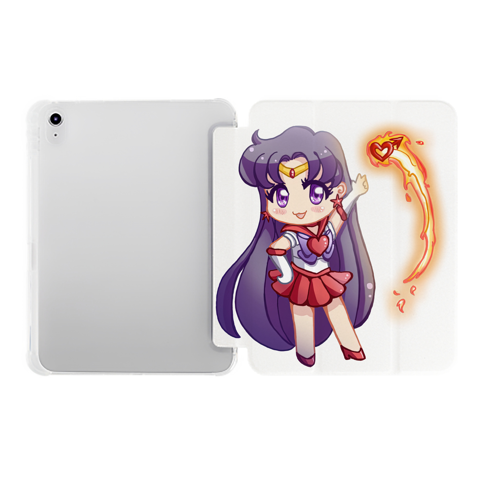 （画像用） 美少女戦士セーラームーン 火野レイ ひの レイ Sailor Moon Hino Rei （セーラーマーズ,Sailor Mars） IPad ケース ペン収納付き 三つ折りスタンド PUレザー×シリコン 対応機種9.5/10.5/10.9インチ